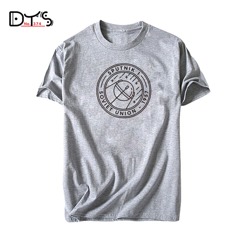 374路夏男士男士短袖极客青年前苏联人造地球卫星sputnik1印花t恤