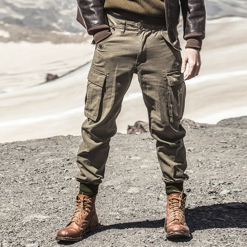 AKCLUB春季复古M-65收口战地小锥合体版长裤罗纹收脚口休闲裤男