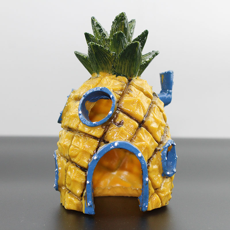 卡通流水鱼缸造景海绵宝宝菠萝屋蟹王装饰套餐躲避造景