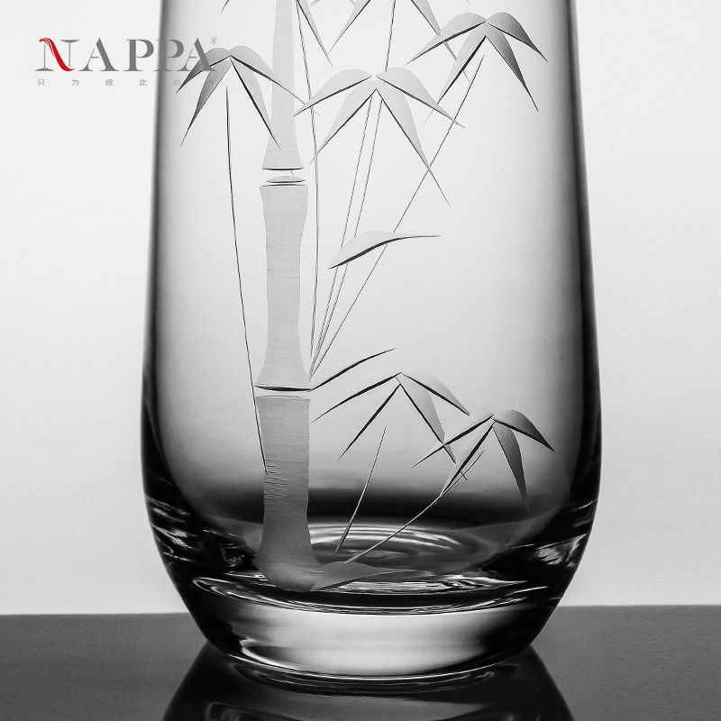 水杯nappa中国匠人无铅水晶手工刻花玻璃凉水玻璃杯