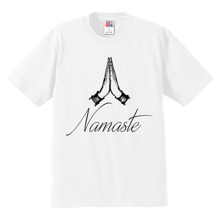 印度namaste合十梵语瑜伽yoga手势男女短袖纯棉t恤