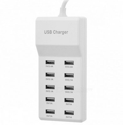 10-port fast multi-port USB charger 10A Android mobile phone tablet smart socket fast charging plug porous 2.4A 10-port fast multi-port USB charger 10A Android mobile phone tablet smart socket fast charging plug porous 2.4A