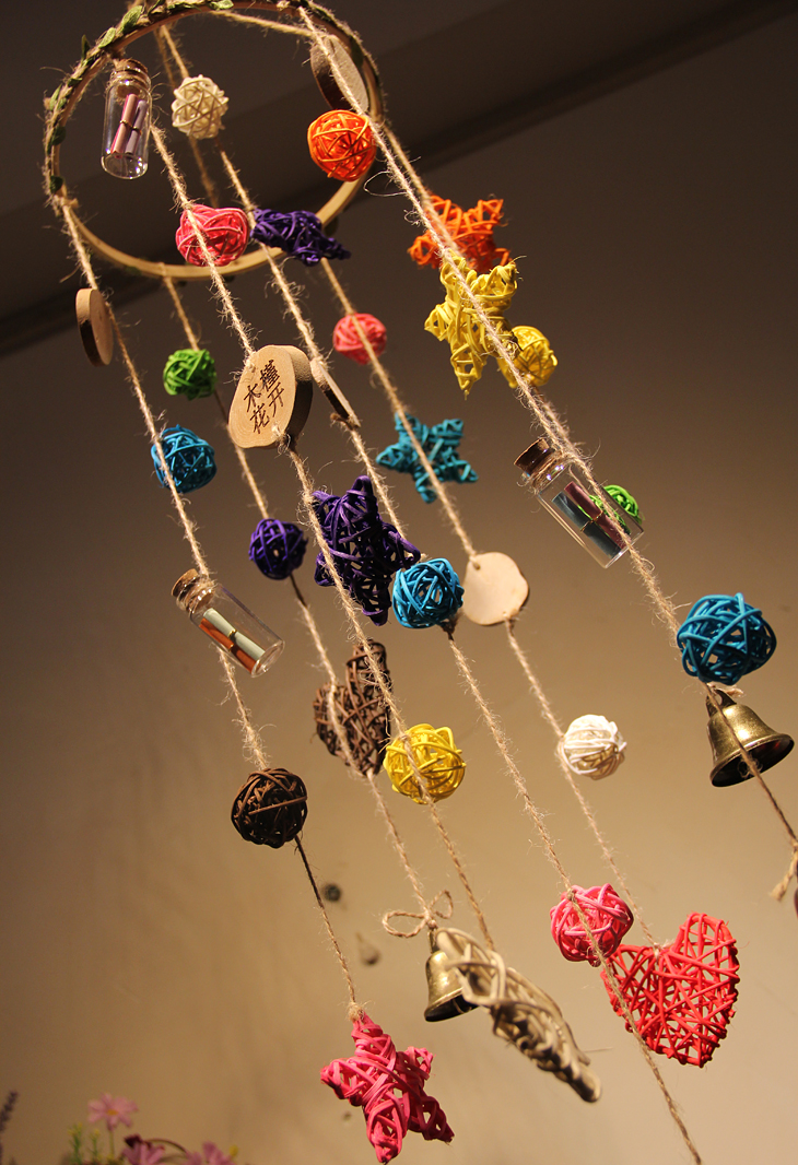 手工风铃材料diy挂饰藤球幼儿园作业diy风铃及配件