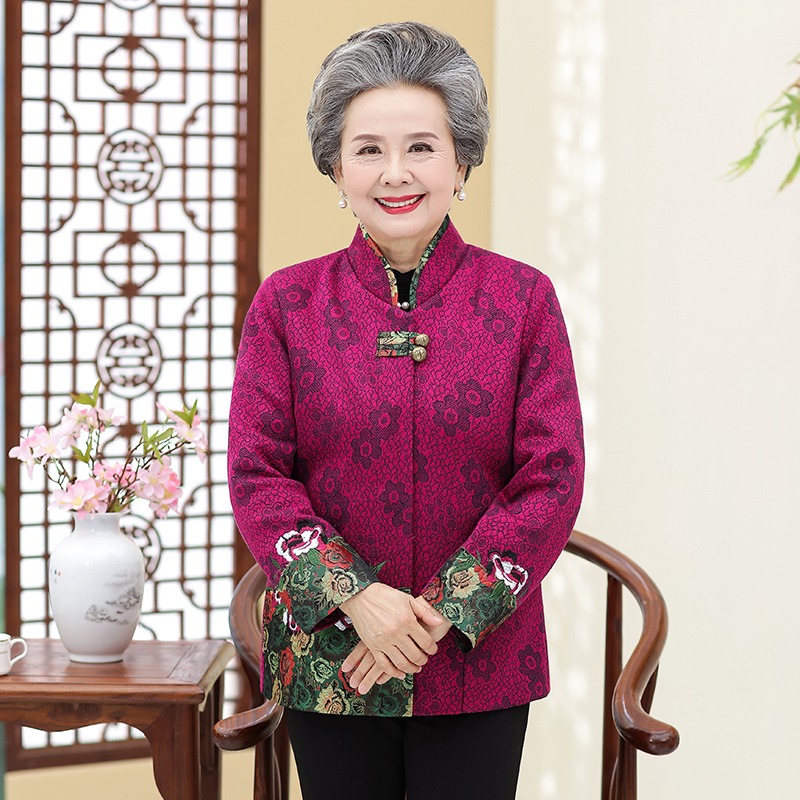 中老年人女装奶奶外套生日大寿做寿秋装老人衣服中老年女装