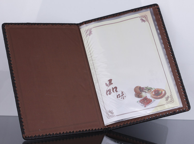 满5本包邮灰色花纹菜谱本酒店菜单夹点菜本西餐高档皮革透明大本