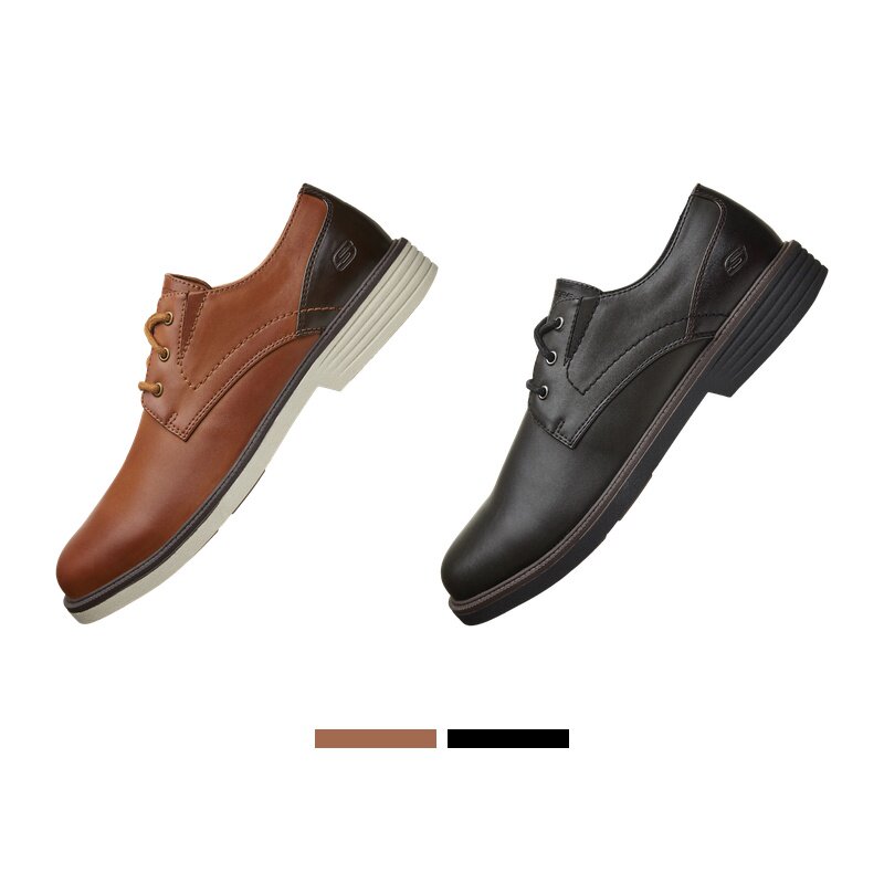 skechers斯凯奇 男鞋商务休闲皮鞋绑带德比鞋 66438-牌子网