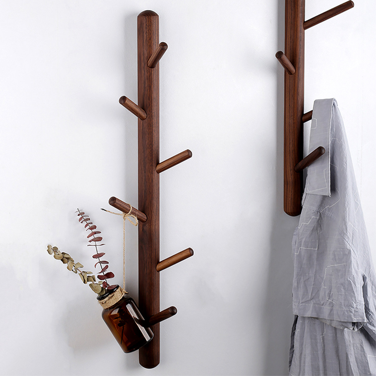 打孔树枝挂衣衣架树杈衣帽架挂勾室内玄关壁挂衣帽架