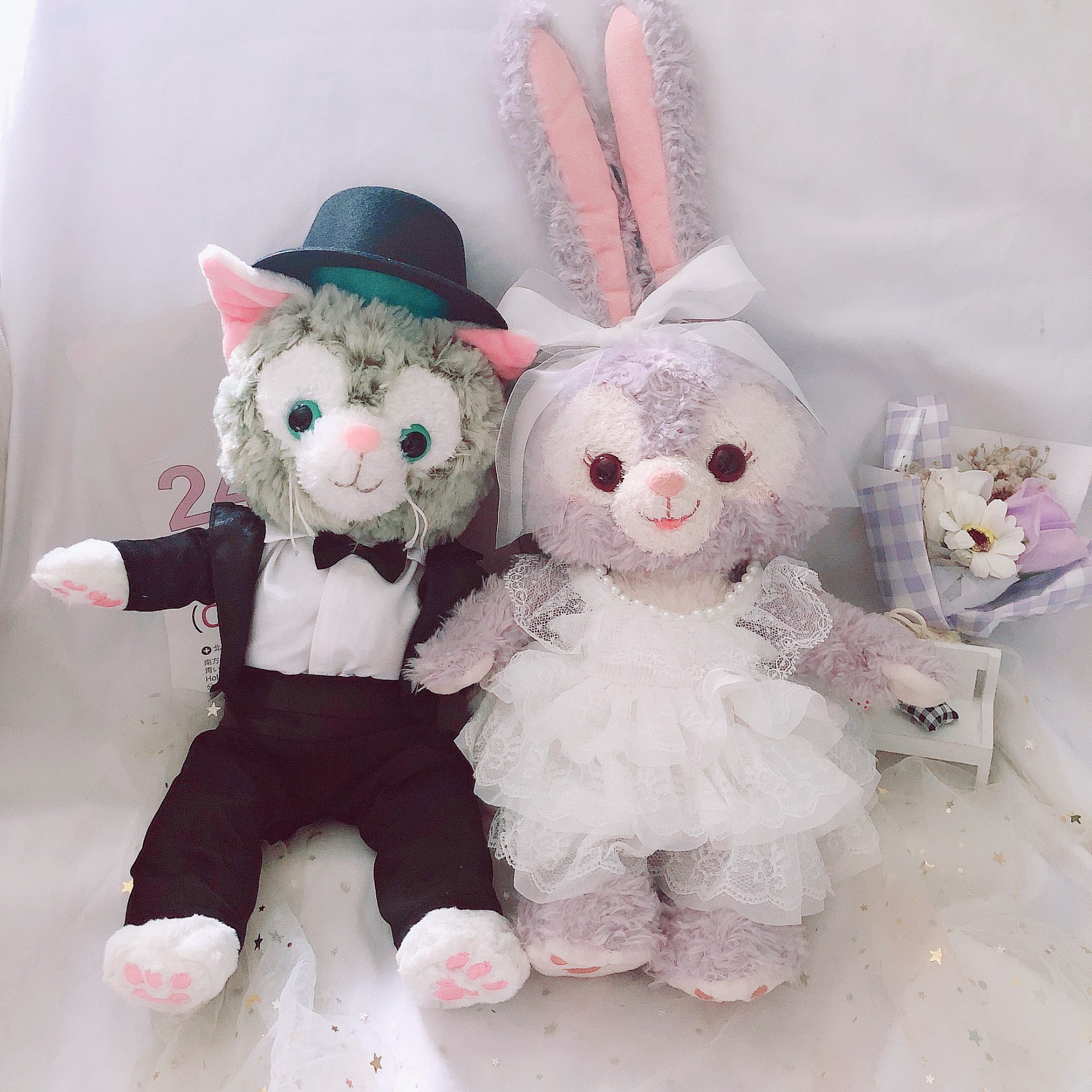 迪士尼星黛露公仔毛绒玩具史黛拉兔托尼猫情侣玩偶婚纱压床娃娃