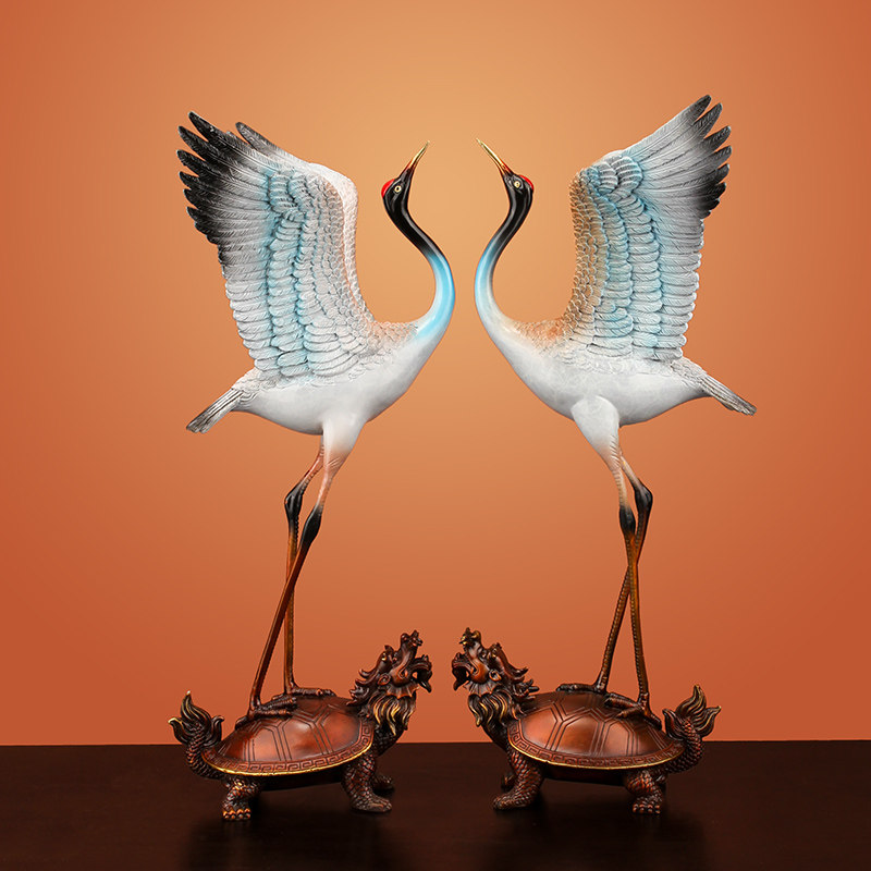 龟鹤延年龟鹤延年纯铜长寿龟摆件白鹤仙鹤寿星礼品摆件