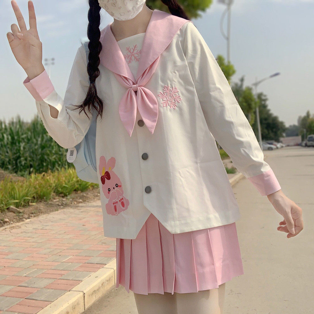 白衫一原创兔绒雪糕正版可爱粉色软萌幼稚园jk学生校服