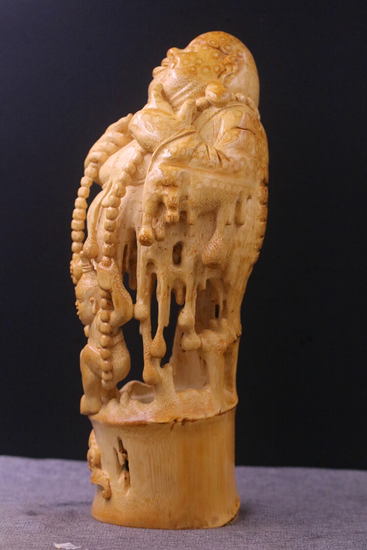 吉木堂竹根雕收藏精品名家杨吉精雕弥勒童子根雕