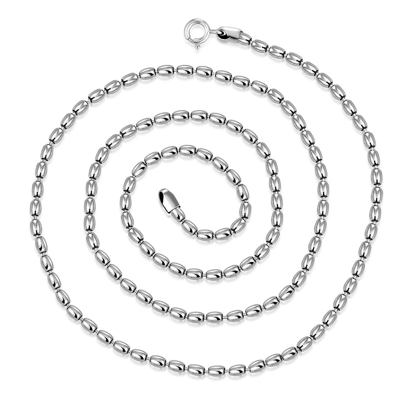 925银项链女 时尚复古泰银米粒状o型链男 粗项链情侣配链首饰