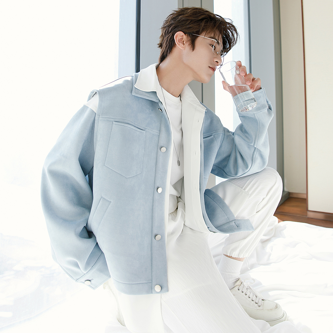 CHICERRO西西里男装两件套潮流外套男设计感青年春季撞色休闲夹克