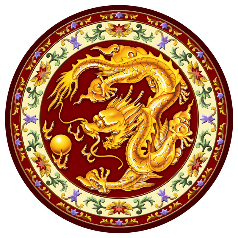 圆形龙纹地毯中式耐磨隔音老板电脑椅转椅茶几地毯