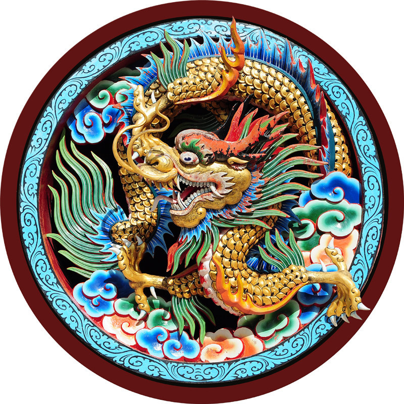 圆形龙纹地毯中式耐磨隔音老板电脑椅转椅茶几地毯