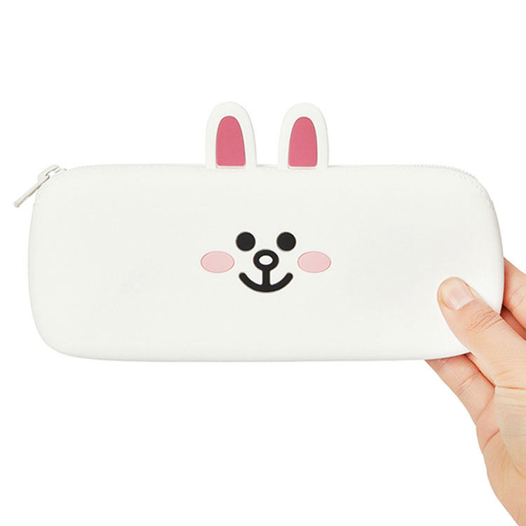 韩国linefriends布朗熊硅胶笔袋卡通文具铅笔盒化妆笔袋