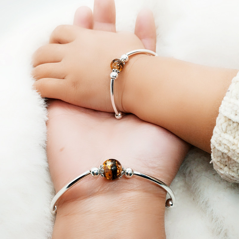 胎发婴幼儿胎毛纪念品自制宝宝宝宝亲亲子手链纯银胎毛挂坠