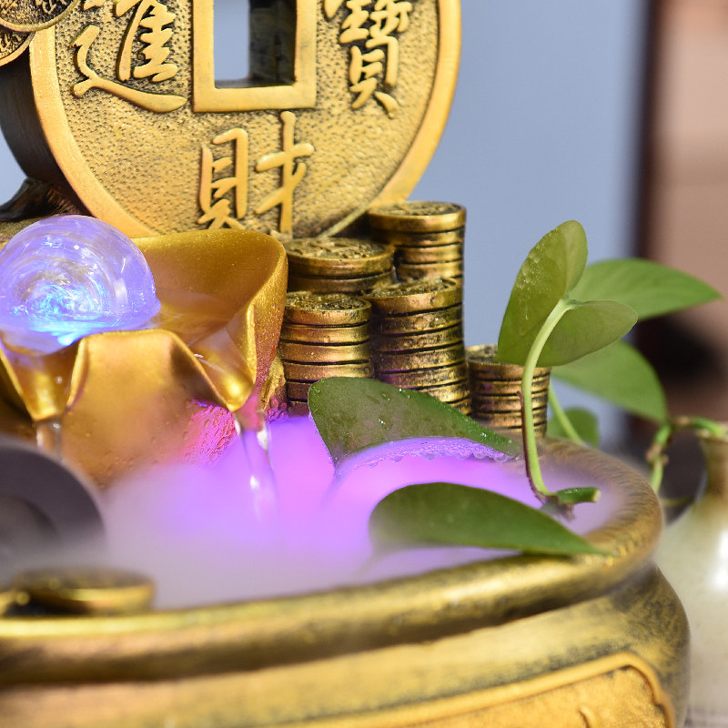 招财摆件风水旺财新店开业礼品摇钱树流水店铺聚财风水轮室内转运