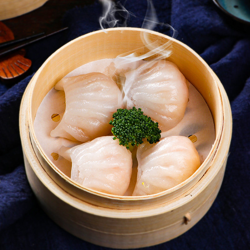 广式水晶虾饺皇虾皇饺广东港式早茶点心大虾虾类制品