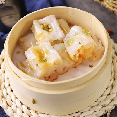 广式点心虾仁肠粉港式广州早茶加热即食叉烧速冻食品早餐165g虾类制品