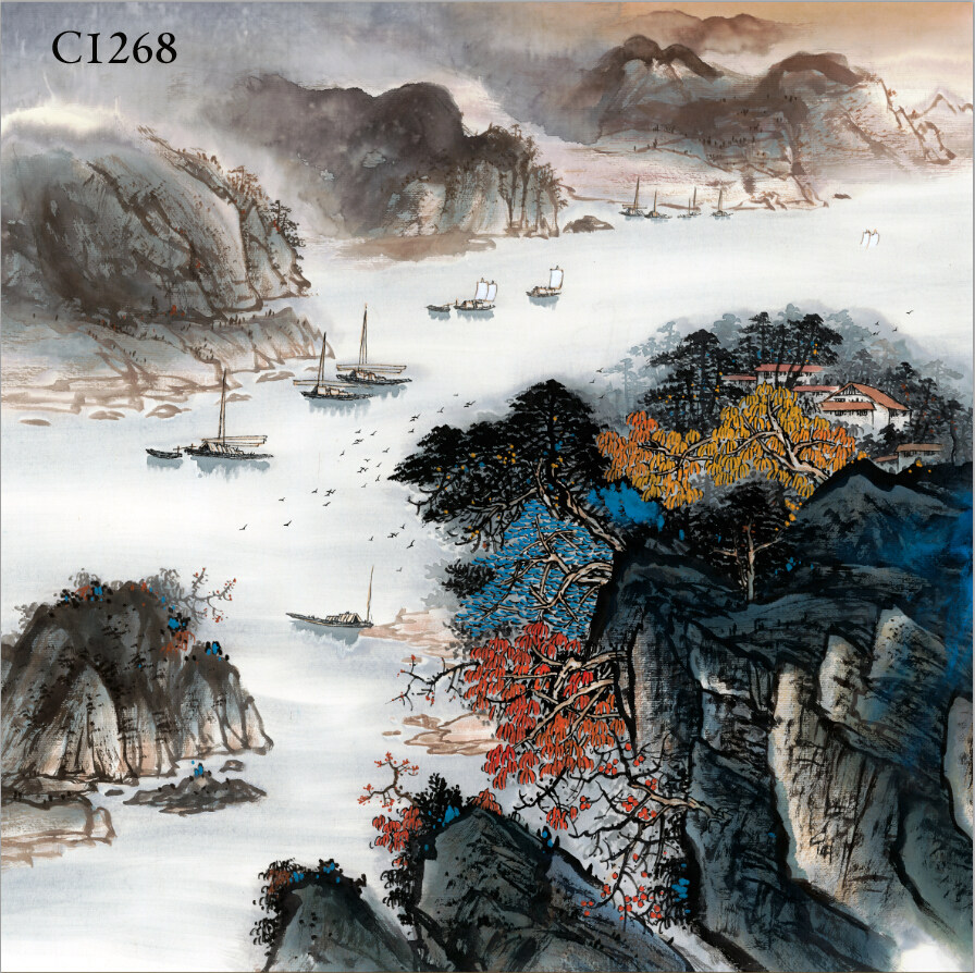 斗方小品宣纸画心泼墨成品国画山水画风水靠山国画