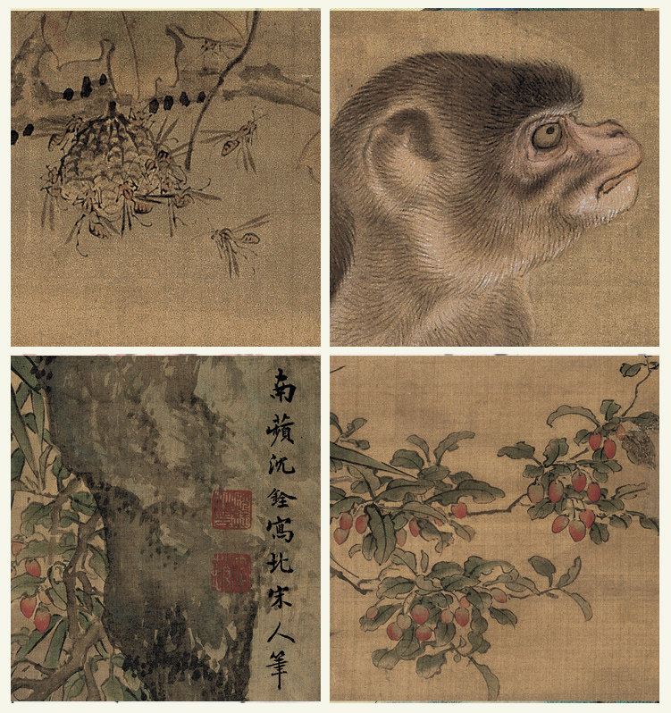 沈铨蜂猴图蜂猴古代山水画中国画书法字画工笔花鸟画国画