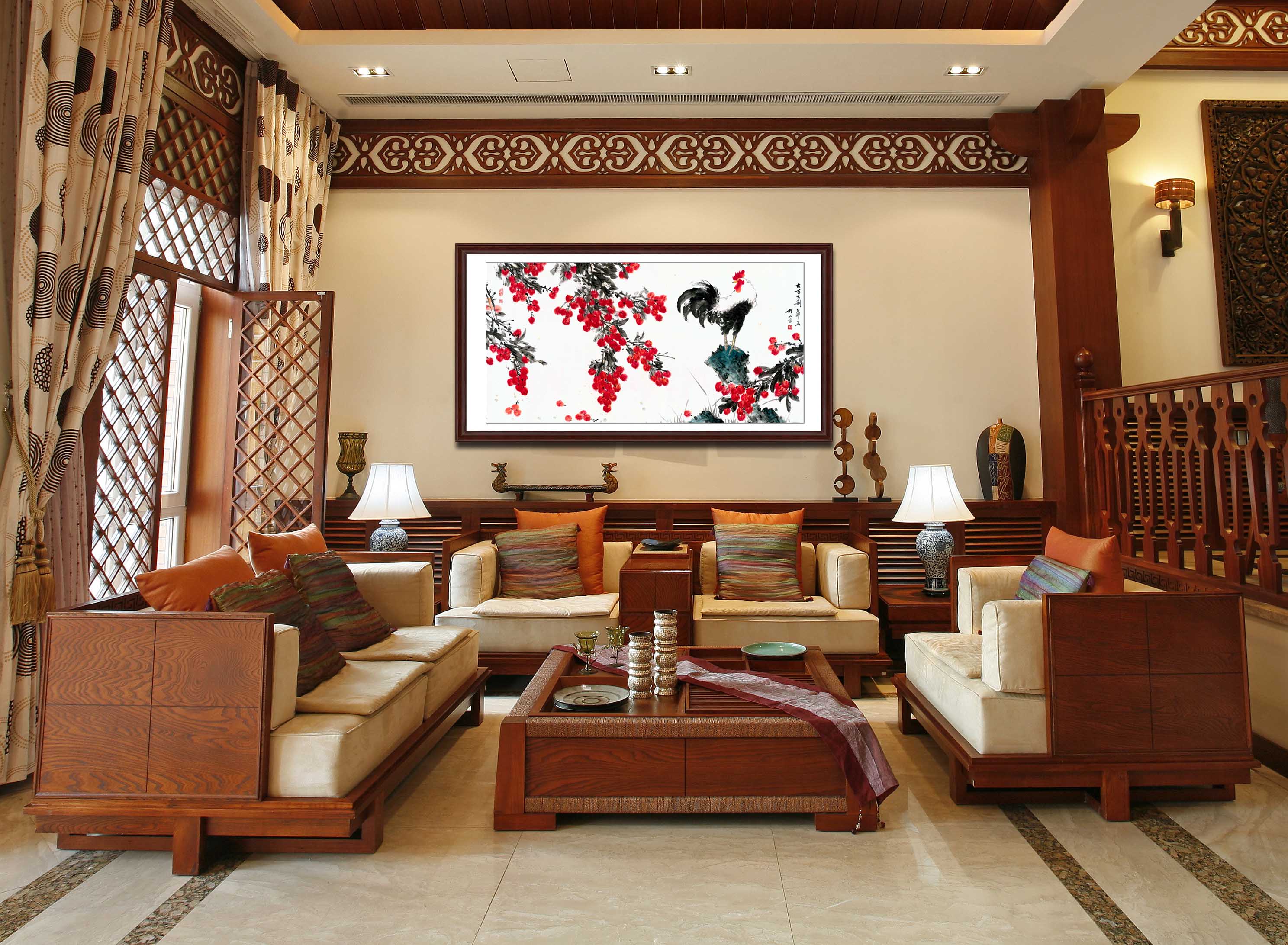 大吉大利雄鸡中国画书法字画客厅酒店装饰画水墨山水画国画