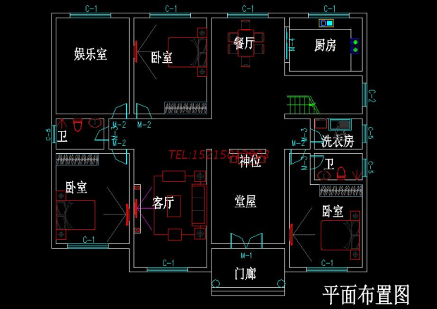 一层半别墅设计图结构图cad施工图纸新农村自建房图纸