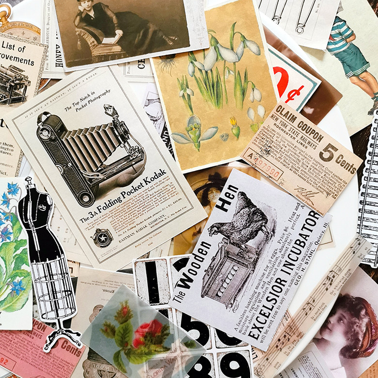 复古手帐背景vintage素材ins少女欧美人物电影贴纸