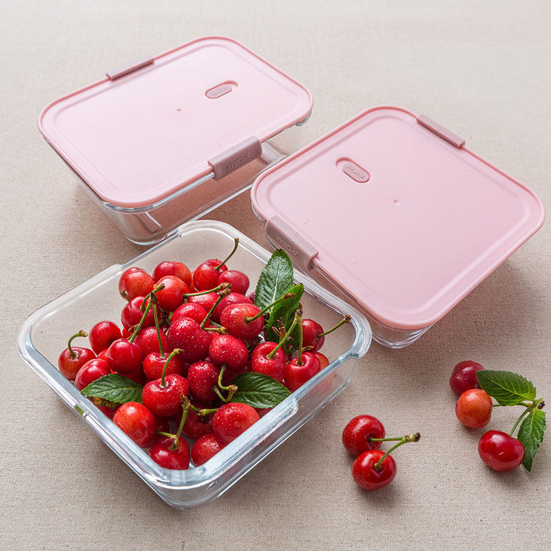 migo保鲜盒滑扣玻璃饭盒食品水果便当盒微波炉冰箱密封盒带盖餐盒