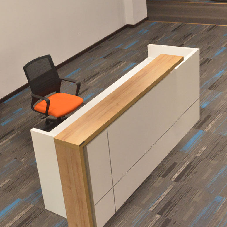 公司前台接待台办公桌简约现代迎宾台吧台板式办公前台桌2.4米