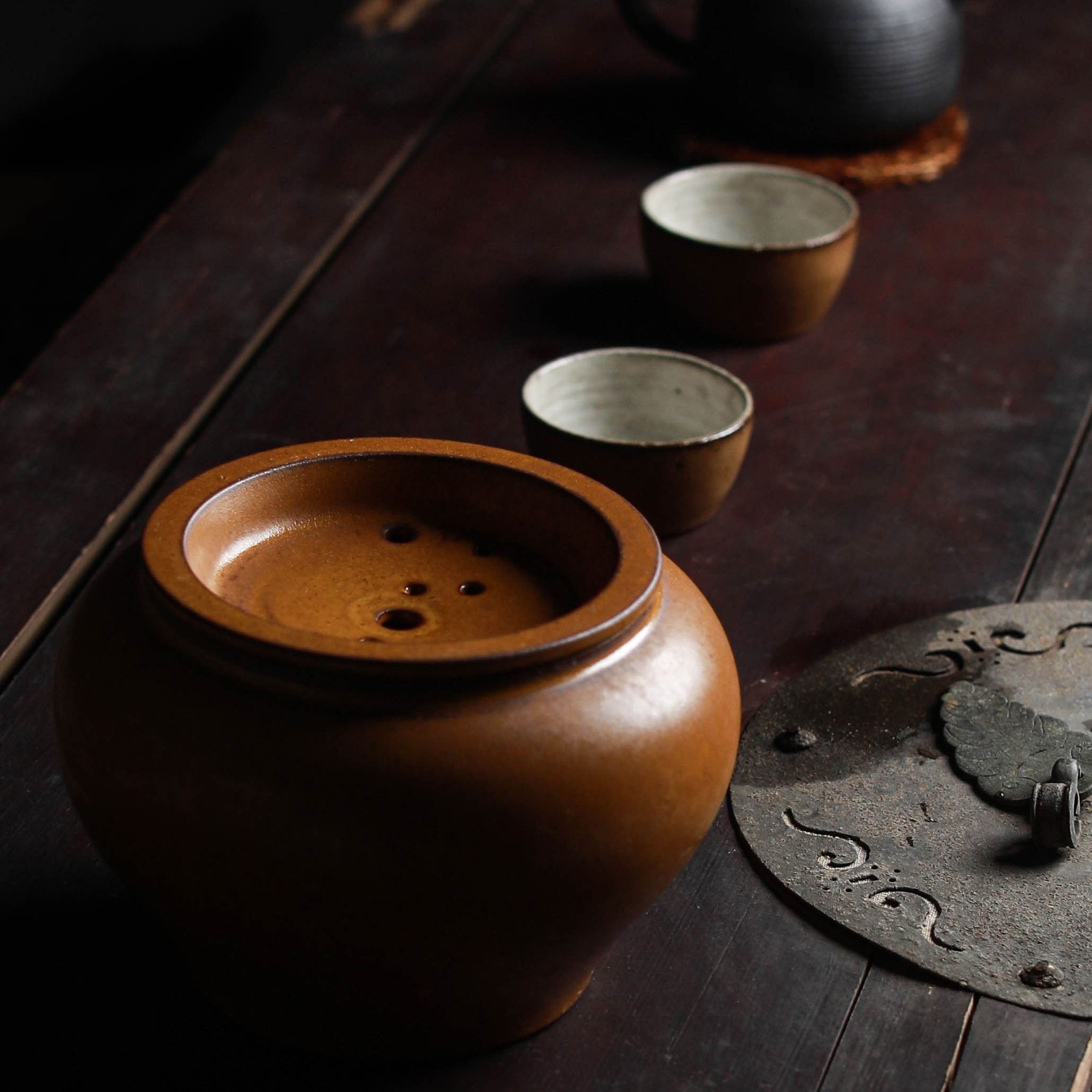 独清藤黄手工建水景德镇陶瓷茶洗水洗功夫功夫茶茶具茶道