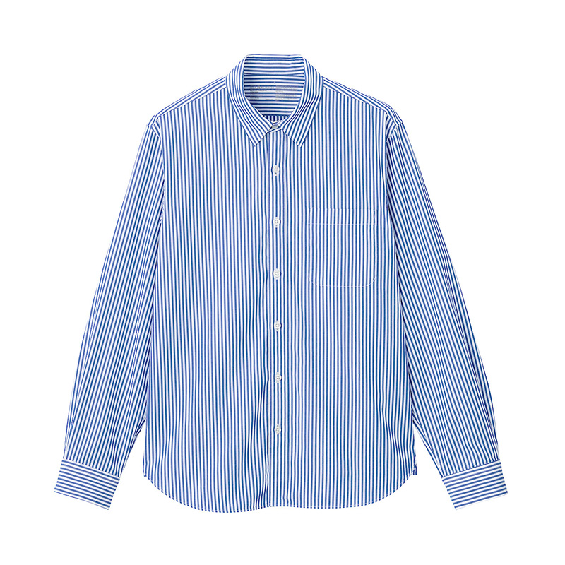 无印良品 MUJI 男式 新疆棉 水洗平纹 条纹衬衫
