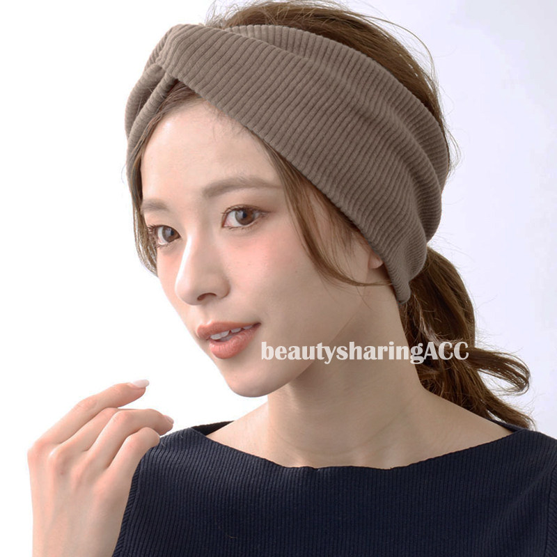 韩国东大门头发饰品代购进口正品冬季百搭日系米白超宽边交叉发带