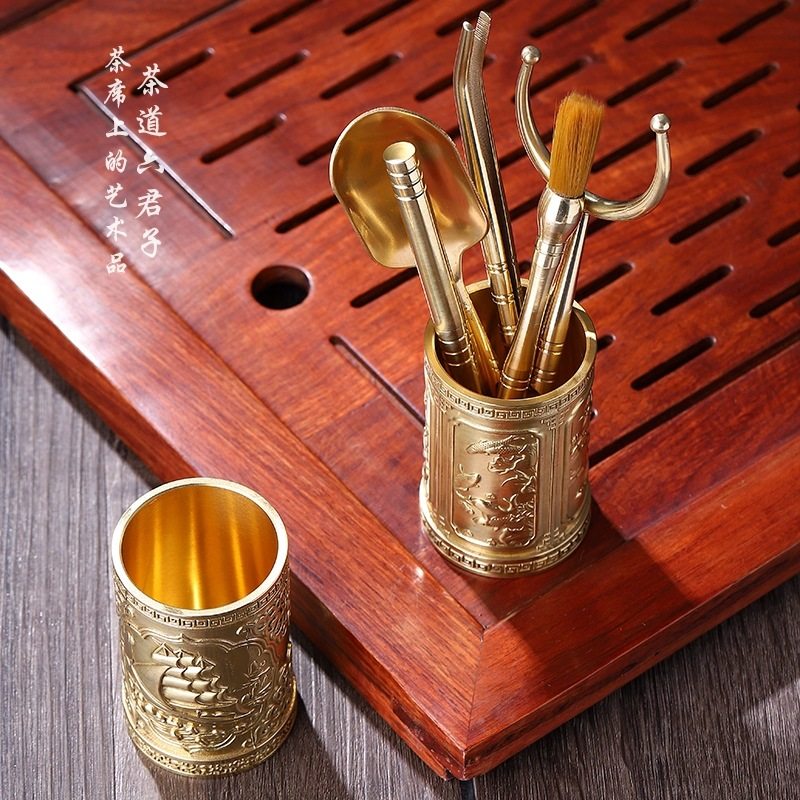 茶道配件纯铜六君子茶夹工具茶针刀君子套装茶具茶道