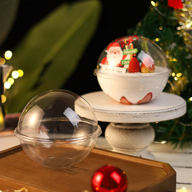 蛋糕网红手提圣诞慕斯透明空心圆球球形波奇点心包装盒