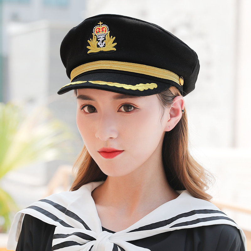 军帽美国国海儿童舞台帽子大檐制服船长帽空帽子