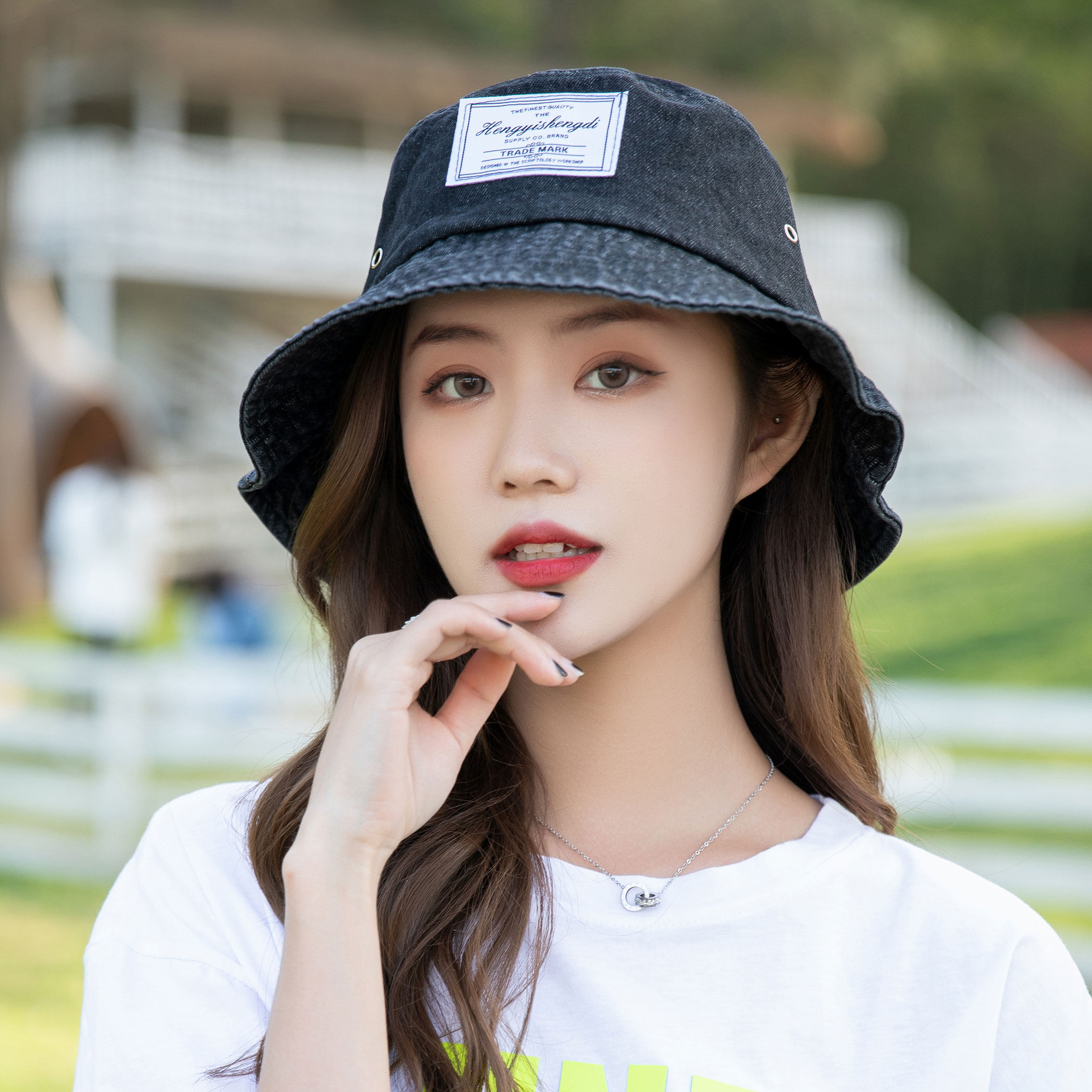 牛仔帽子女ins春夏新款遮阳贴布渔夫帽韩版休闲帽子