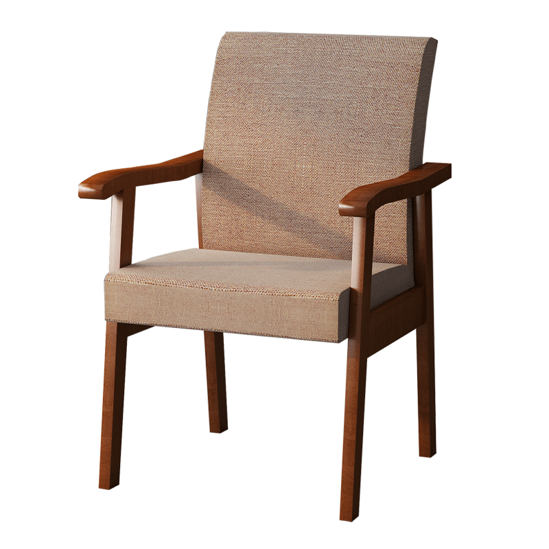 实木软包靠背椅子扶手家用会议休闲麻将书桌餐椅