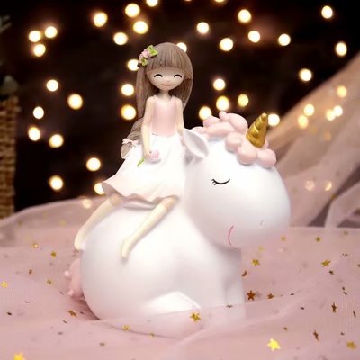 模具梦幻少女独角兽女孩乳胶石膏娃娃涂色存钱白模填色