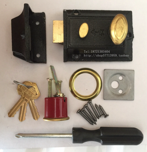 老式 牛头二保险锁牛头牌双保险锁弹子锁外装 门锁上海求精1939 - 爱