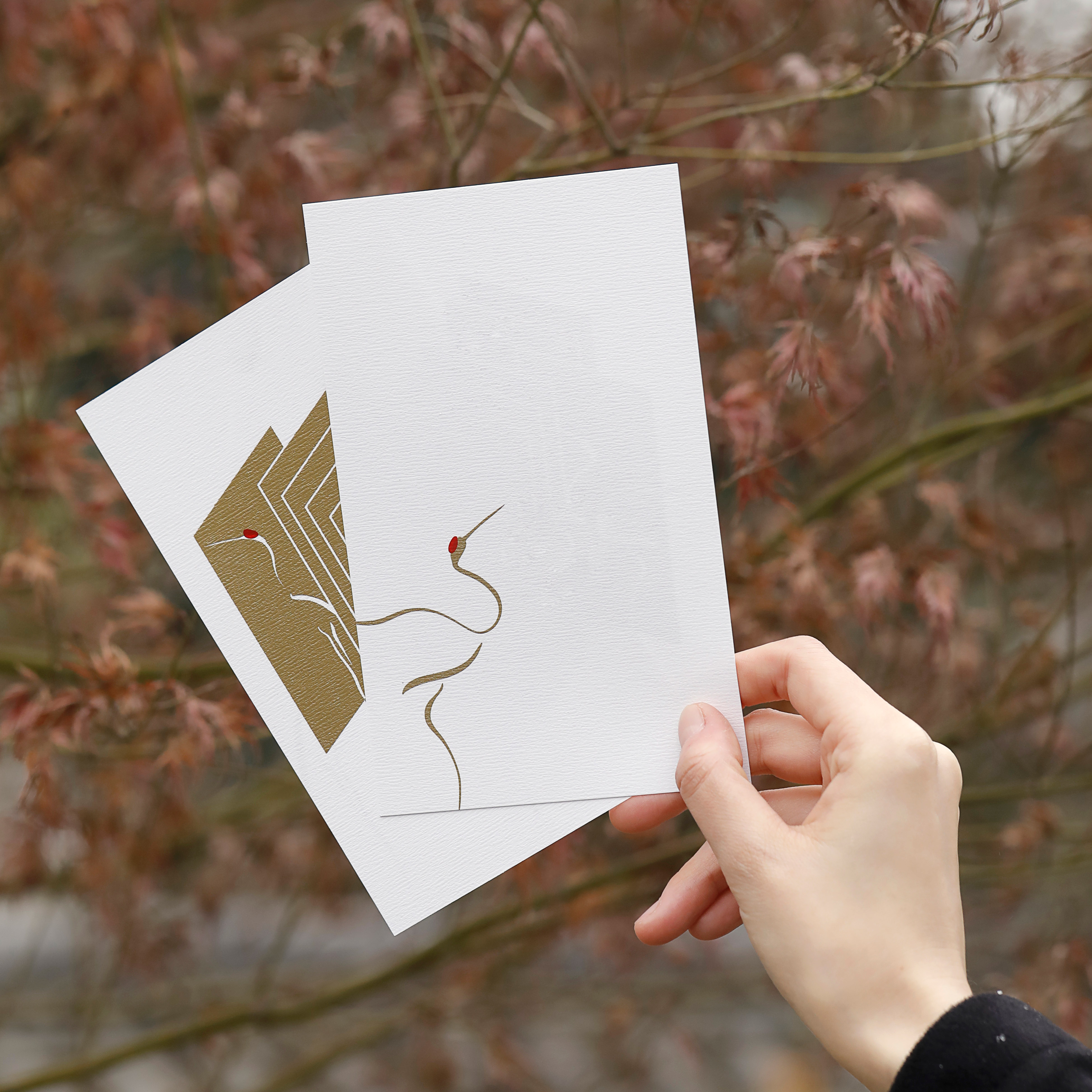 入云屋岁寒冬系列鹤卡贺卡中式节日手写祝福卡贺卡