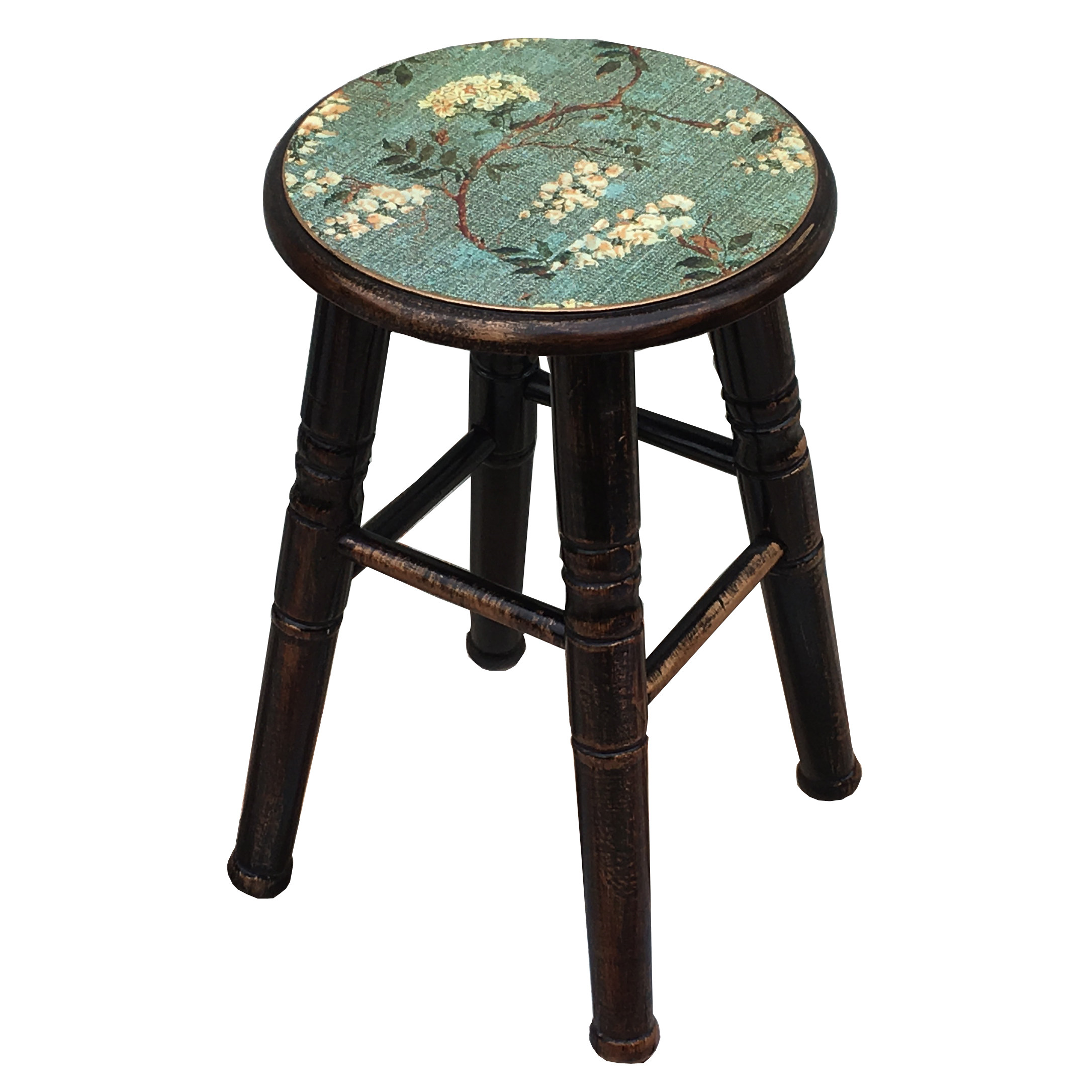 欧式时尚贴包送脚梳妆圆凳餐实木创意田园家具梳妆凳