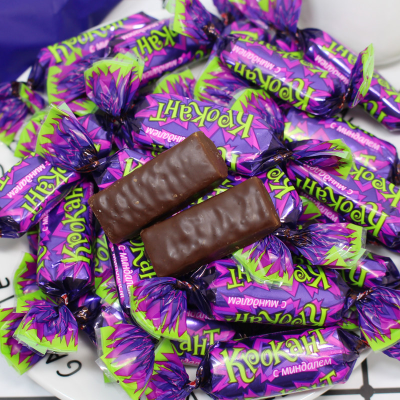 俄罗斯进口kdv紫皮180g500g巧克力夹心糖果仁袋装传统糖果