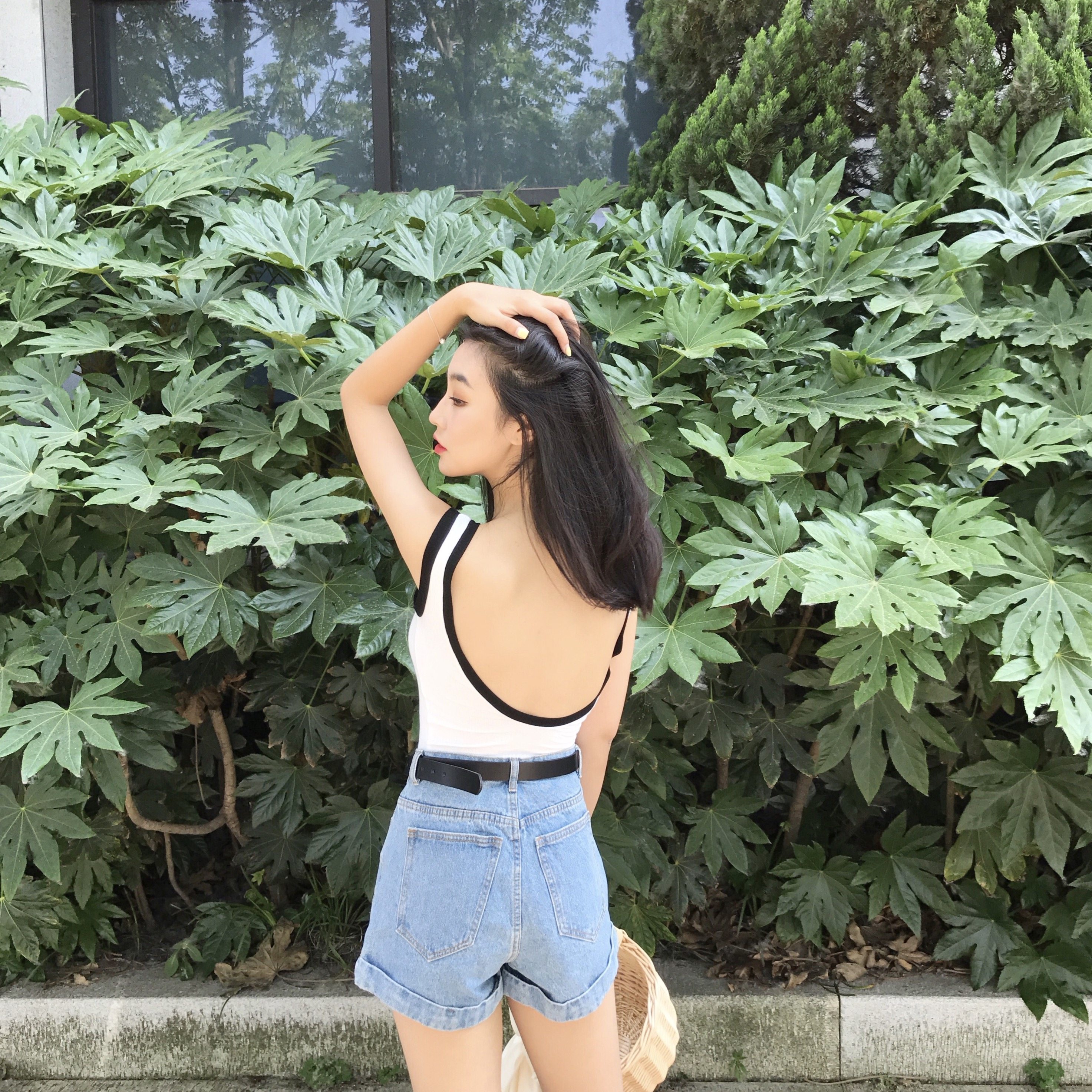 修身紧身露背背心纯色显瘦性感小心心机上衣背心吊带