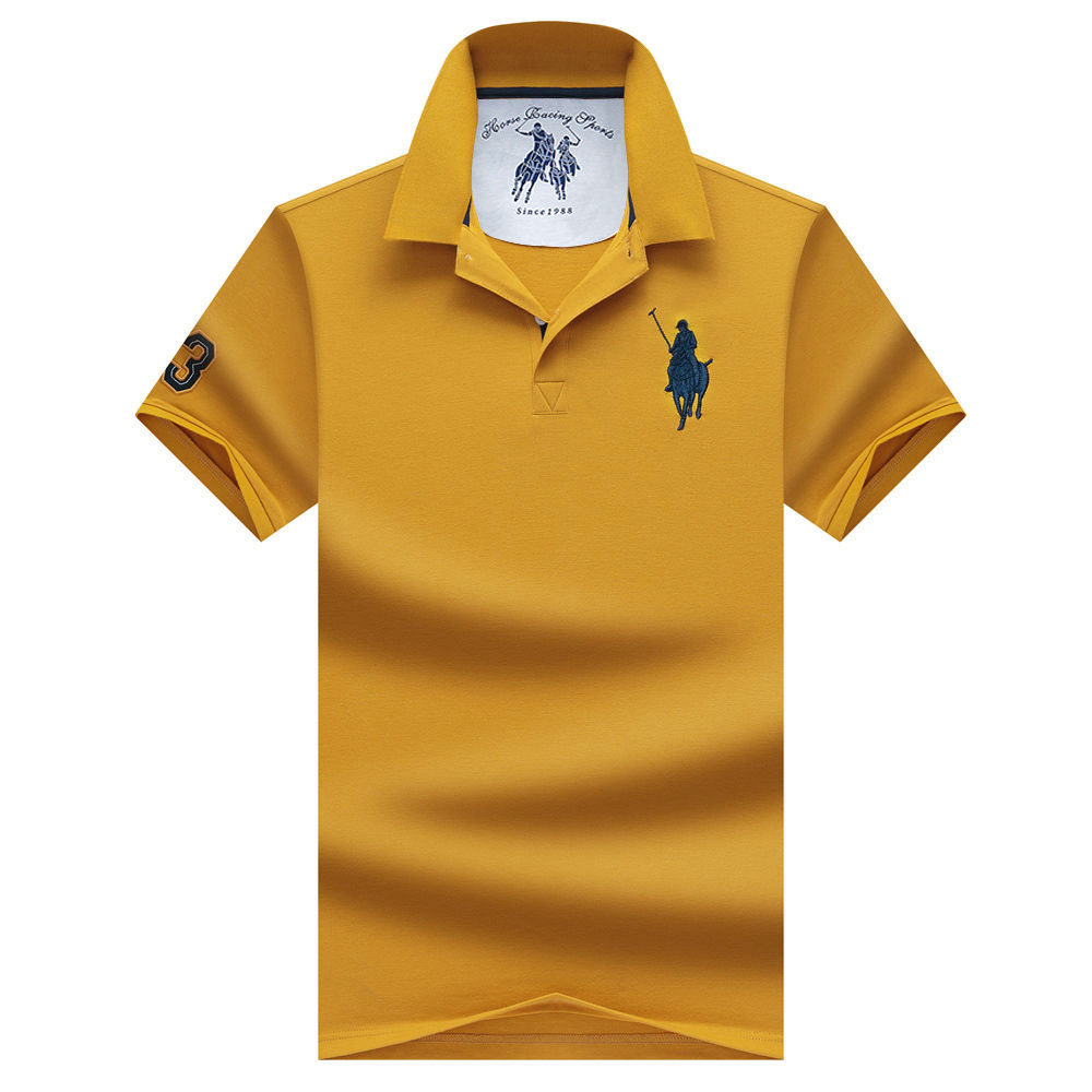 保罗男装半袖夏装翻领polo上衣冰丝刺绣潮流t恤