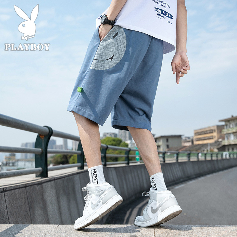 花花公子短裤男士夏季潮牌ins帅气薄款五分裤沙滩宽松休闲中裤子