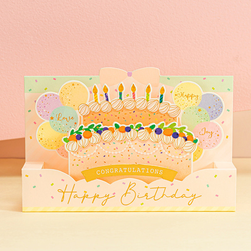 生日贺卡立体diy手工创意高档ins风写字小卡片2021感谢朋友祝福卡