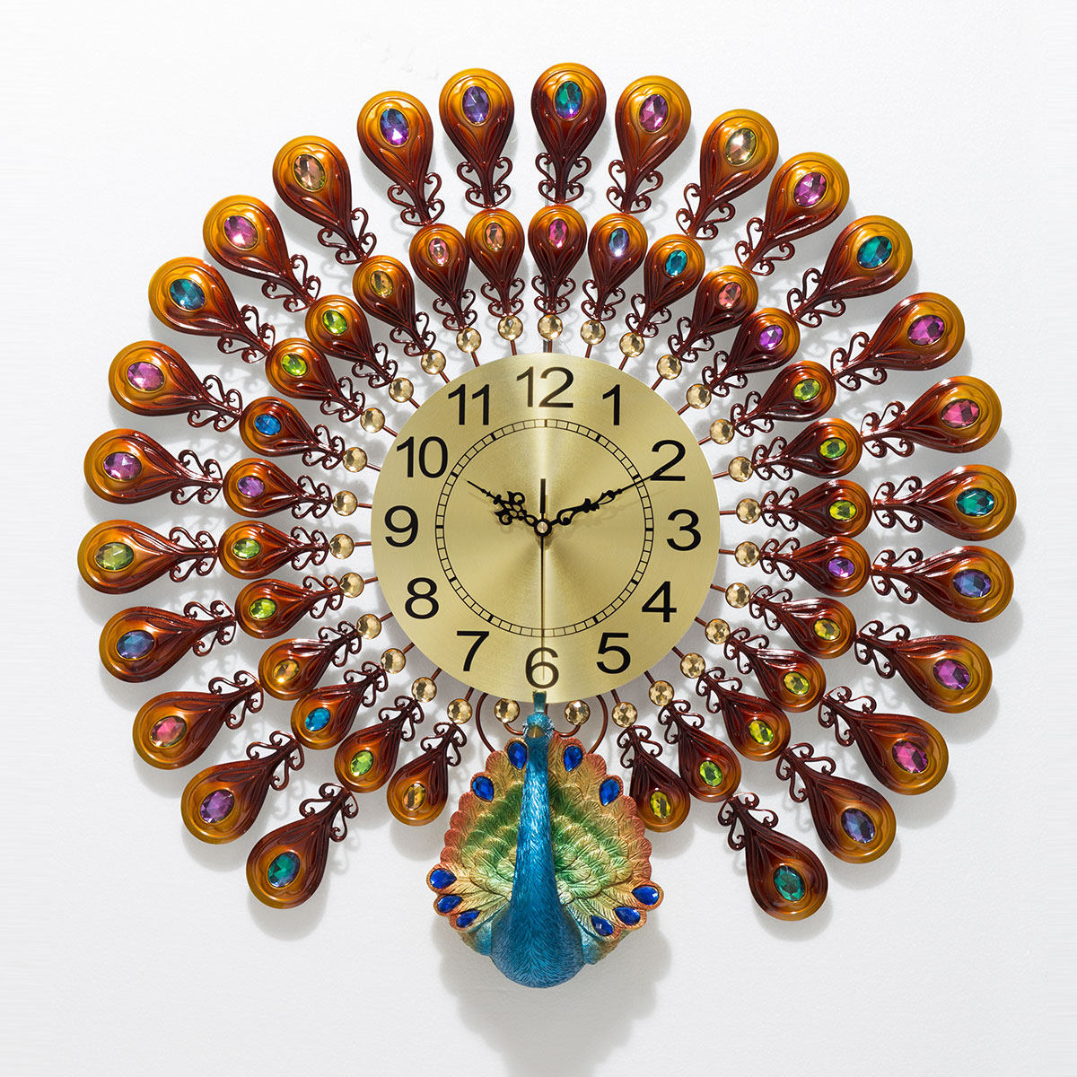 装饰孔雀钟表凤凰挂钟家用客厅静音现代简约个性挂钟