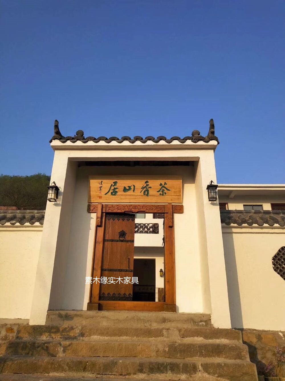 实木复古民宿房间别墅庭院榆木仿古大门进户门进户门